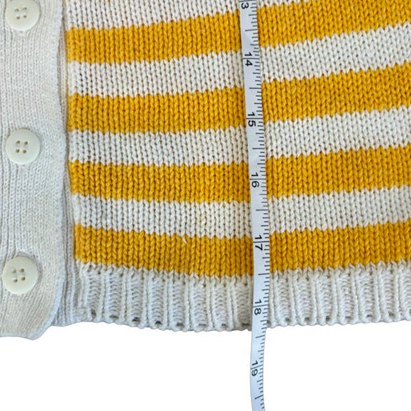 Vintage Stefano Cropped Yellow Stripe Button Sweater Tank Shirt 90's Y2K Large - Picture 5 of 6